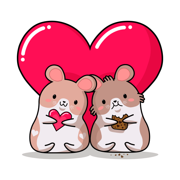 kawaii style, lovers mice, Valentine's day, cute kawaii mice. by SK1X