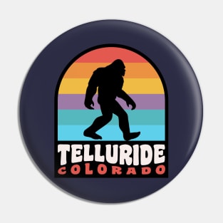 Telluride Colorado Bigfoot Sasquatch Retro Sunset Pin