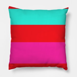 A solid palette of Cherry Red, Persian Rose, Metallic Yellow and Fluorescent Blue stripes. Pillow