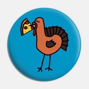 Thanksgiving Turkey Eating Pizza Pin