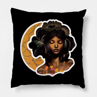 Woman with Flower Hair Pillow