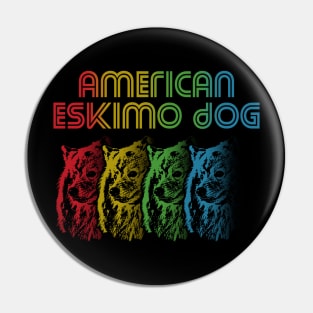 Cool Retro Groovy American Eskimo Dog Dog Pin