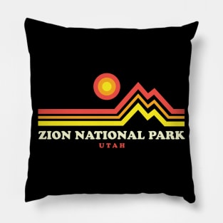 Zion National Park Hikes Retro Mountain Zion Park Utah Pillow