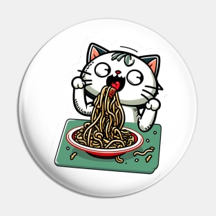 Cat eating spaghetti meme Pin