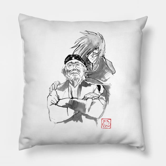 leiji matsumoto tribute Pillow by pechane