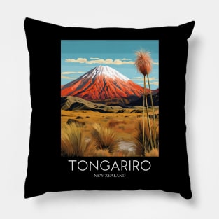 A Pop Art Travel Print of Tongariro National Park - New Zealand Pillow