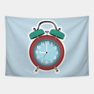 Table Alarm Clock Sticker vector illustration. Home interior object icon concept. Alarm clock for wake-up on time concept. Timmer alarm clock sticker design logo icon. Tapestry