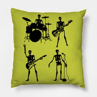 Skeleton Rock Band Tie Dye Pillow