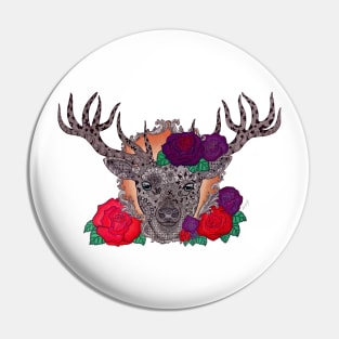 Stag of Roses Pin