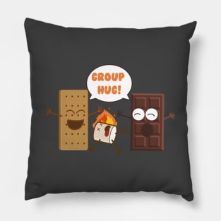 Group Hug Funny Smores Chocolate Marshmallow Camping S'mores Pillow