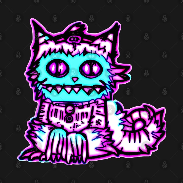 Weirdcore Neon Cat by Ravenglow