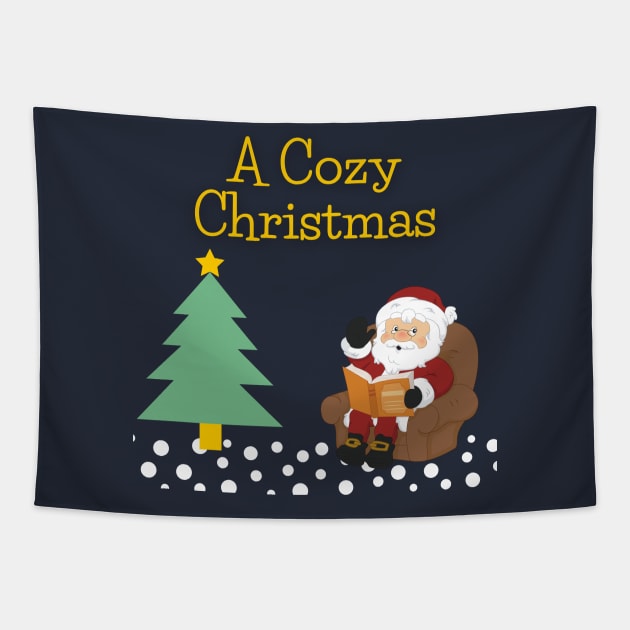 Bookworm Santa Tapestry by A Cozy Christmas