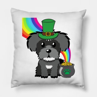 Funny schnauzer celebrates st patrick's day Pillow