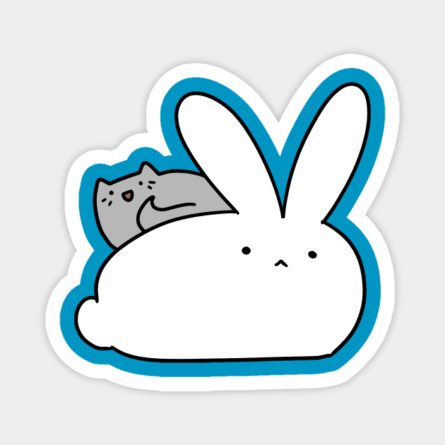 Big Bunny and Little Cat Magnet by saradaboru