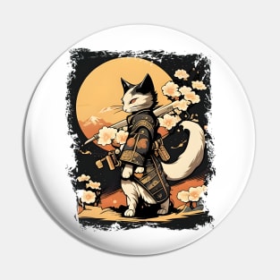 Japanese Cat Samurai Katana Sameowrai Anime Funny Pin