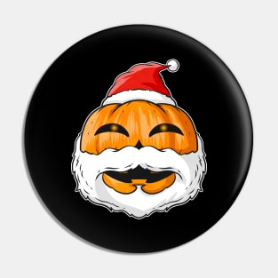 Pumpkin With Santa Beard And Hat Christmas Hallowxmas Pin
