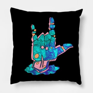 I Love You - asl teal hand Pillow