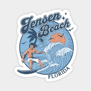 1970s Vintage Surfing Jensen Beach, Florida Retro Sunset // Old School Surfer // Surf Florida Magnet