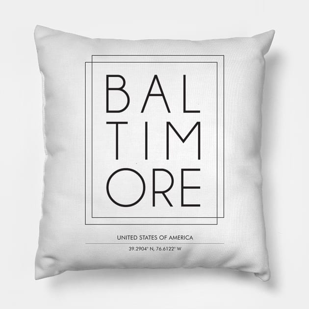 Baltimore city minimal typography Pillow by StudioGrafiikka