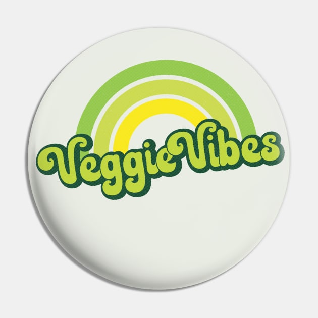 Veggie Vibes Retro Rainbow Green Pin by Jitterfly