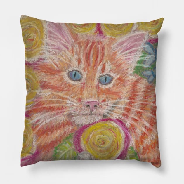 orange ginger cat Pillow by SamsArtworks