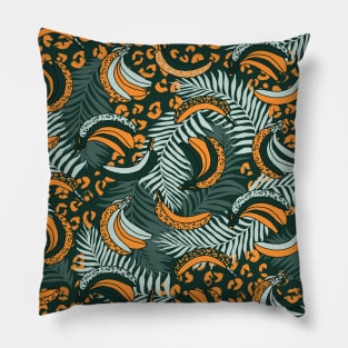 Yellow and Green Palms and Bananas Pillow