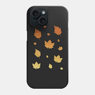 Orange Ombre Faux Glitter Autumn Fall Leaves Phone Case