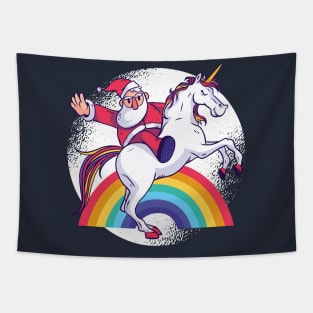 Santa Unicorn Tapestry