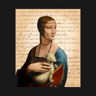 Lady with Ermine Famous Painting on Antique Journal Page T-Shirt