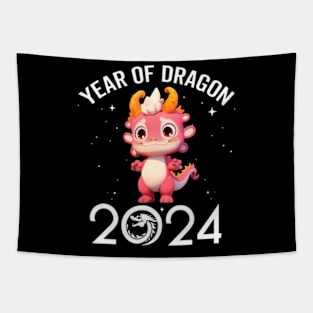 Cute New Year 2024 Tee Kid Girl Boy Year Of The Dragon Fun Tapestry