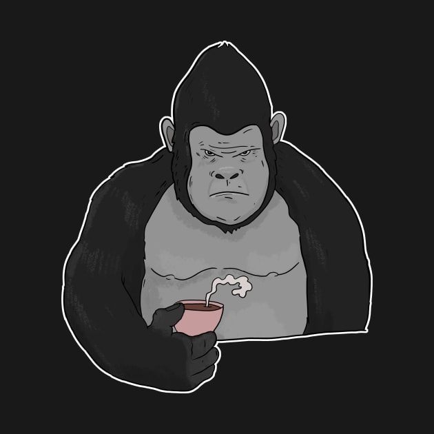 Grumpy Gorilla Ape with Coffee Morning Grouch by Mesyo