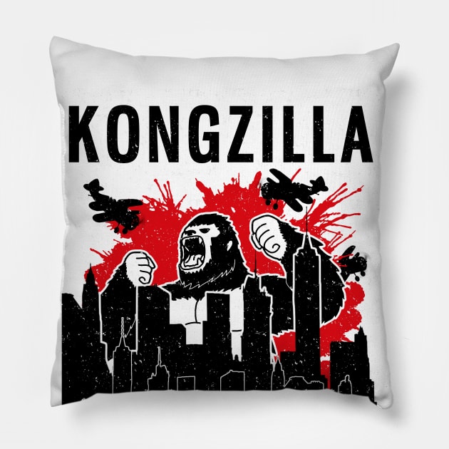 ** Funny Retro Japanese Kongzilla ** Pillow by Malame