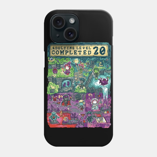 Adulting Level 20 Completed Birthday Gamer Phone Case by Norse Dog Studio