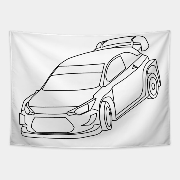 Doodle rally car minimalist Tapestry by Polypie