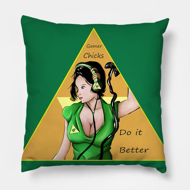 Gamer Chicks Pillow by Minx Haven