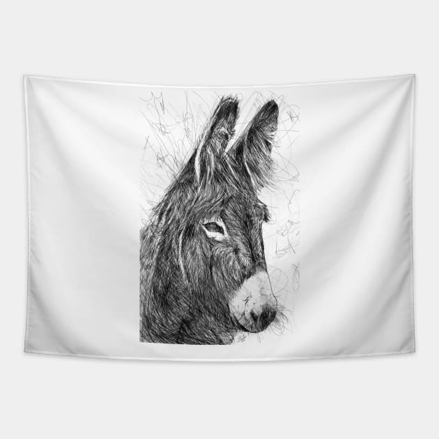 DONKEY pencil portrait .3 Tapestry by lautir