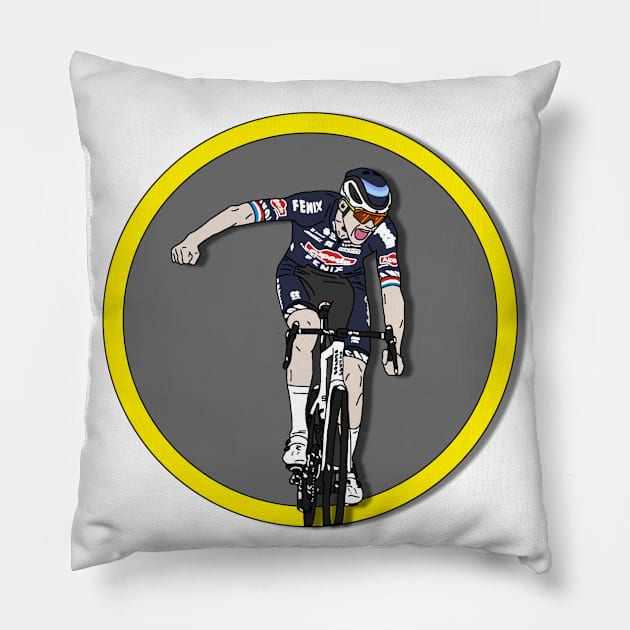 Mathieu van der Poel Champion Ronde van Vlaanderen (With Circle version) Pillow by p3p3ncil