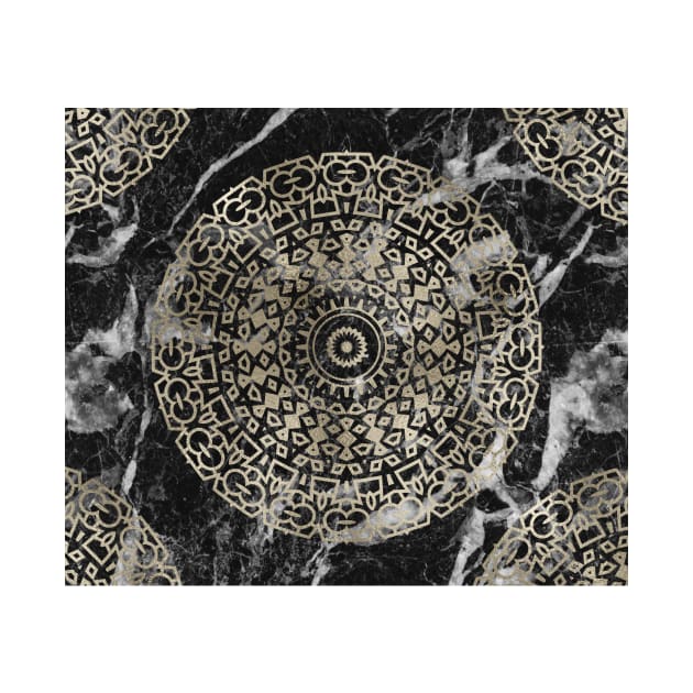 Marble mandala - deco gold on black by marbleco