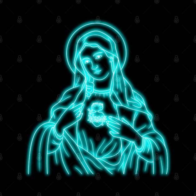Light Blue Neon Virgin Mary by la chataigne qui vole ⭐⭐⭐⭐⭐