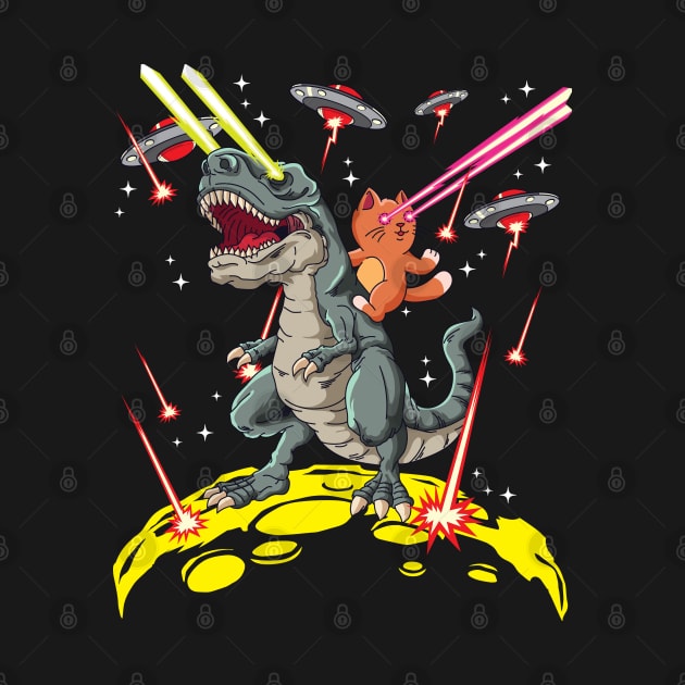 Space Cat Riding T-Rex Laser Eyes by ghsp