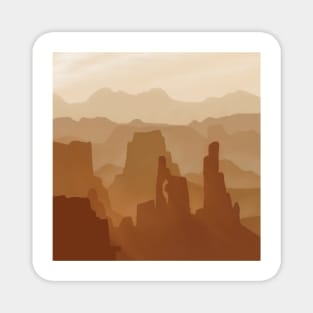 Rocky Desert Minimalistic Landscape Digital Illustration Magnet