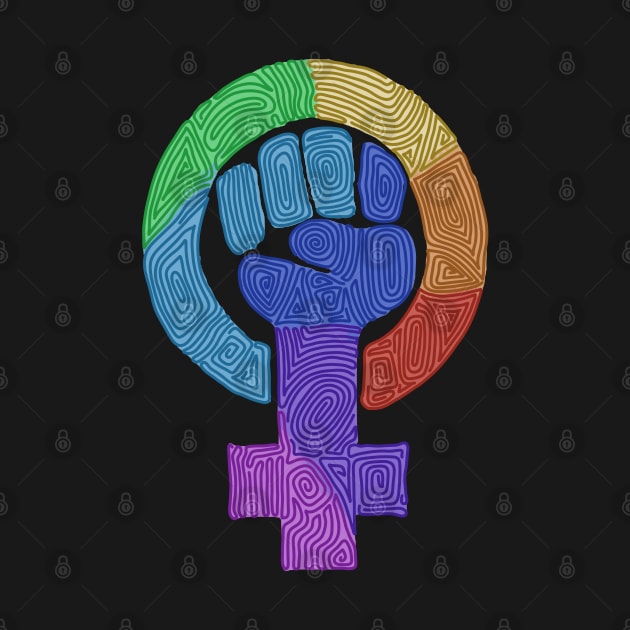 Swirly Rainbow Feminist Symbol by Slightly Unhinged