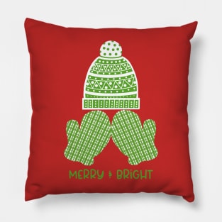Merry & Bright on Cranberry Pillow