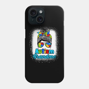 Autism Grandma Messy Bun Puzzle Awareness Phone Case