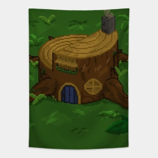 Pixel Art Stump house Tapestry