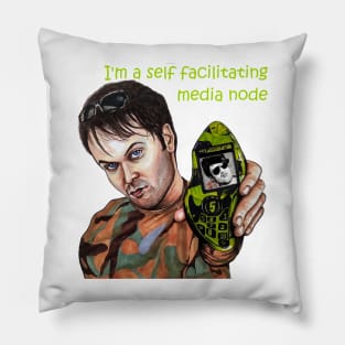 Nathan Barley fan art - "self facilitating media node" Pillow