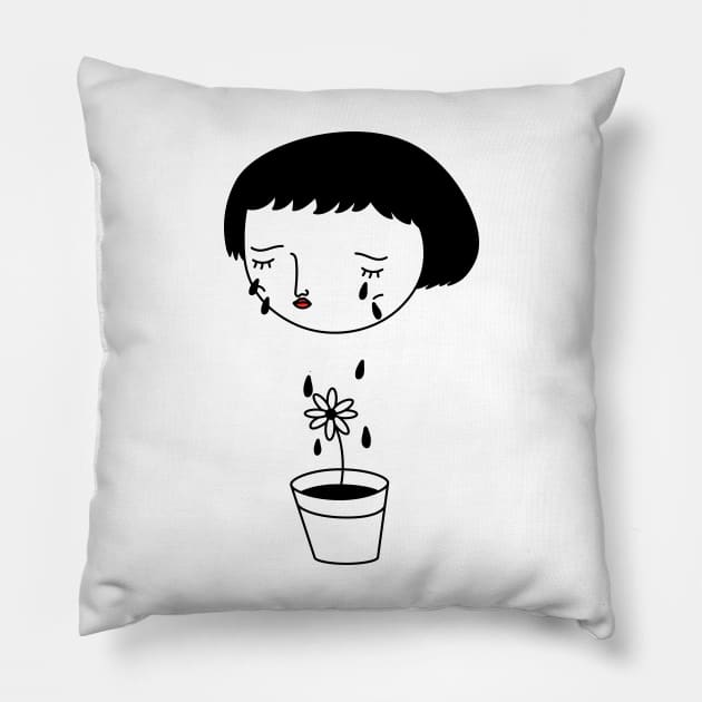 crying girl Pillow by nihiliticia