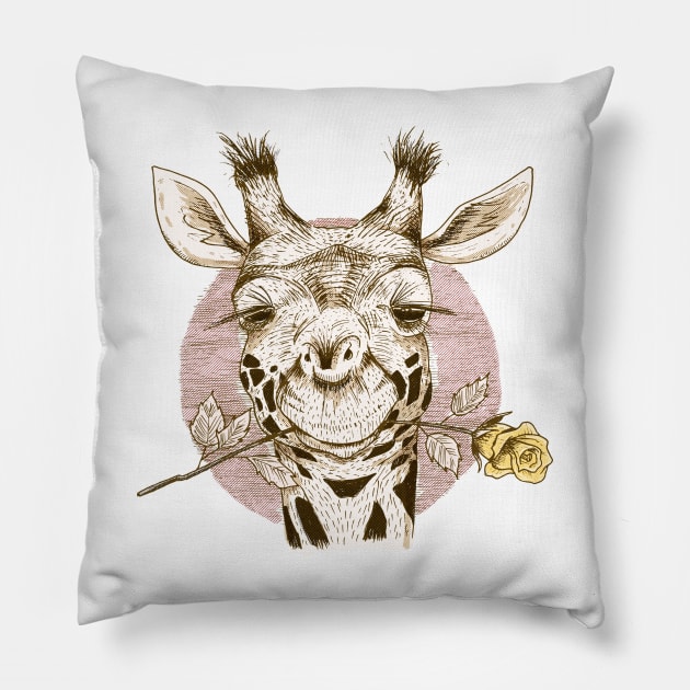 Romantic giraffe Pillow by romulofq