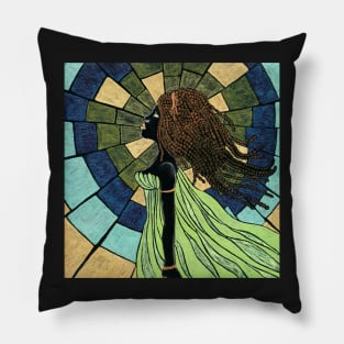 Beautiful Ebony in Stained Glass Pillow