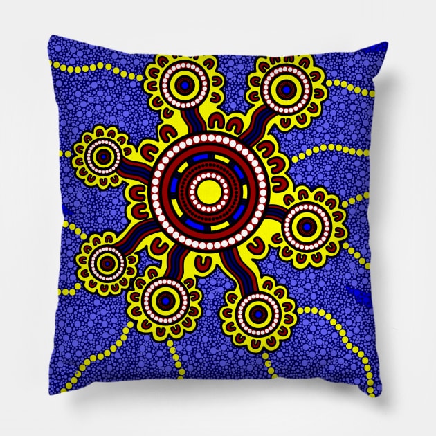 Aboriginal Art - Yellow Pillow by hogartharts